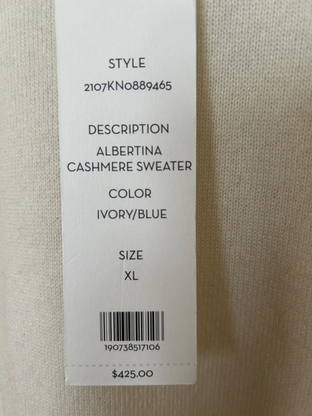 NWT Veronica Beard Albertina cashmere sweater ivory/blue XL - Picture 3 of 6